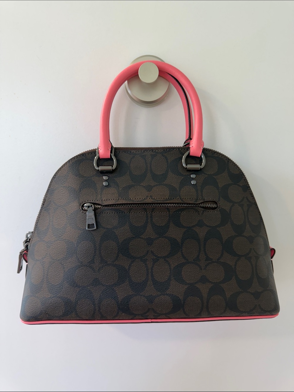 Coach Signature Katy Satchel in Brown with Pink Lemonade Trim - Picture 3 of 7